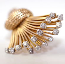 Gold and diamond cocktail ring closeup