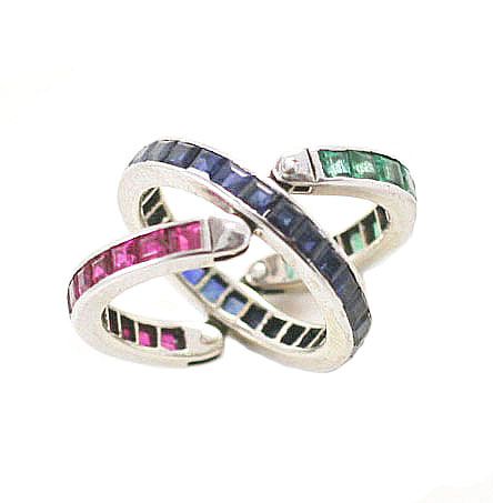Vintage Ruby Emerald and Sapphire Interchangeable Band