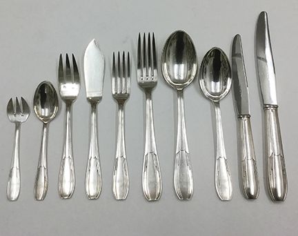 French Art Deco Flatware Service for Ten with Serving Pieces