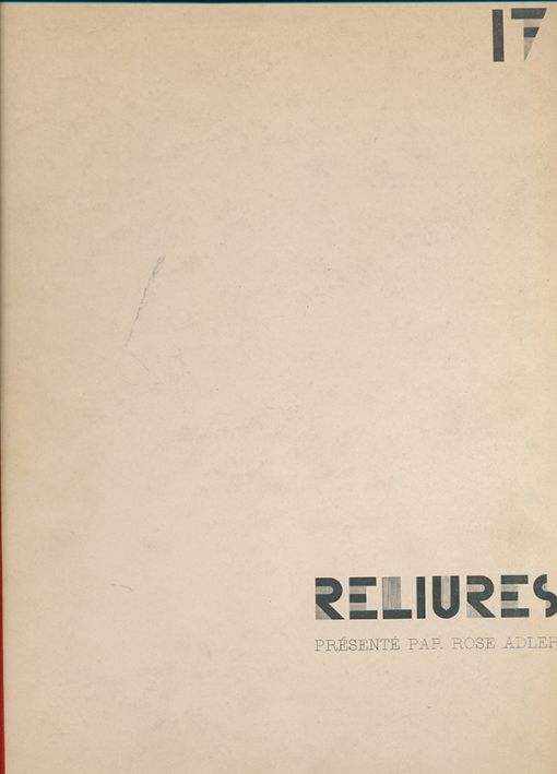 Reliures Presente Par Rose Adler