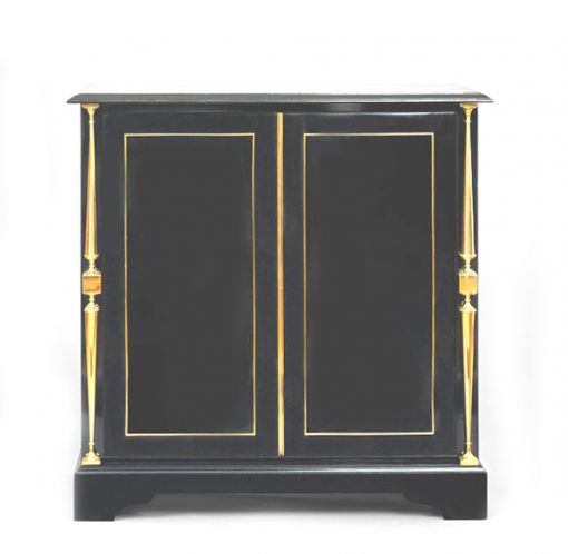 Andre Arbus Black Lacquer and Bronze Cabinet
