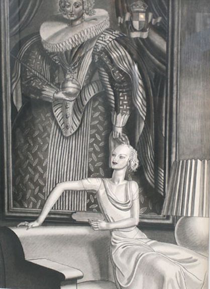 Jean Dupas, "Woman Seated in Front of Portrait"