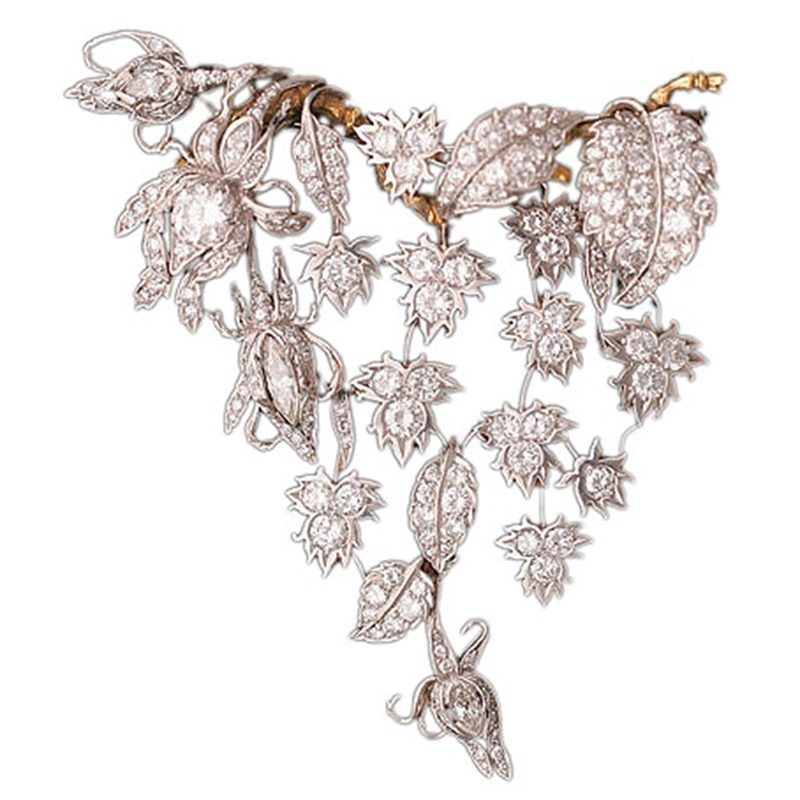 Diamond and Gold Floral Brooch by Anna Bacchelli