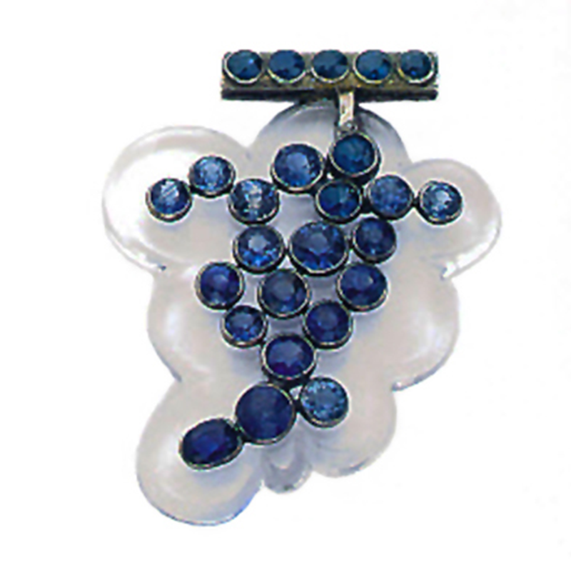 Suzanne Belperron Rock Crystal and Sapphire Grapes Clip