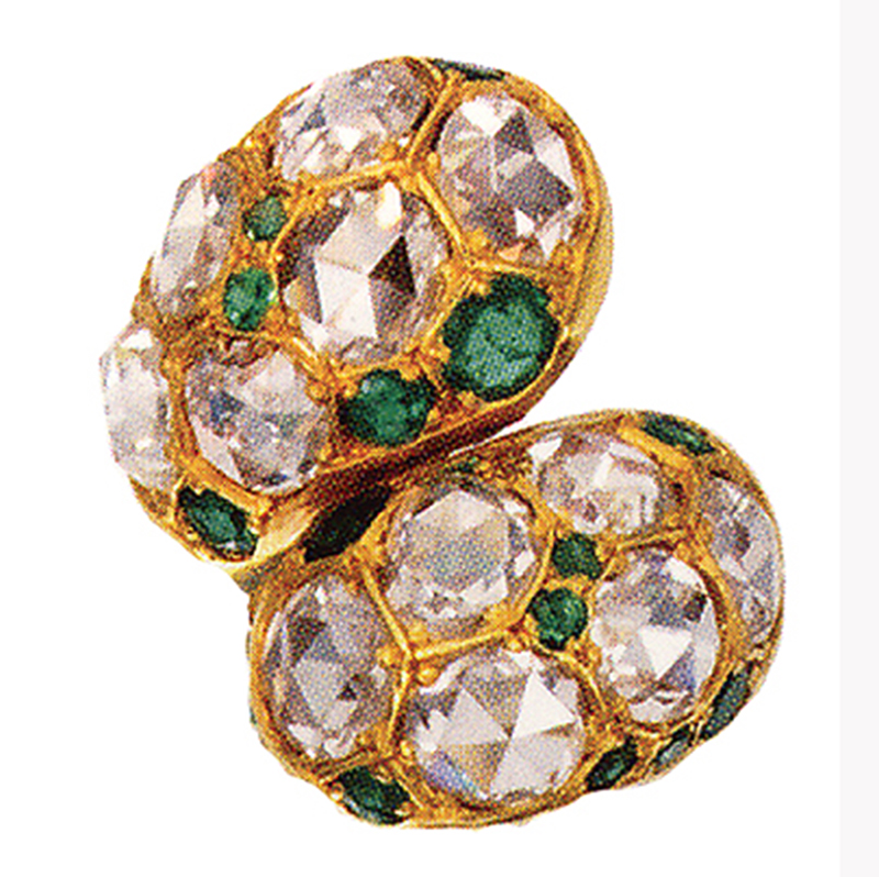 Suzanne Belperron Gold, Diamond and Emerald Yin Yang Ring