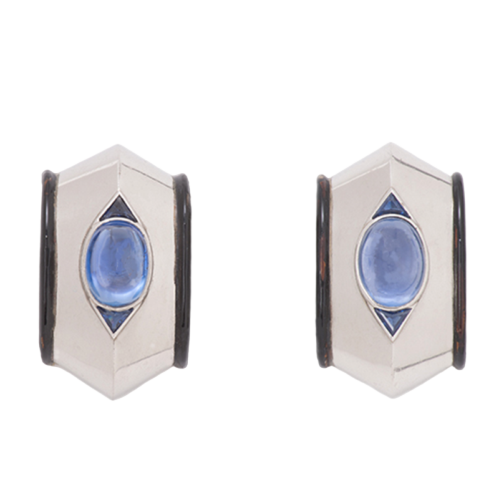 Suzanne Belperron Pair of Clip Pins in White Gold and Sapphire