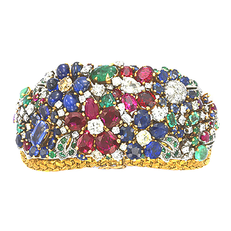 Jeweled and Gold Vintage French Bracelet