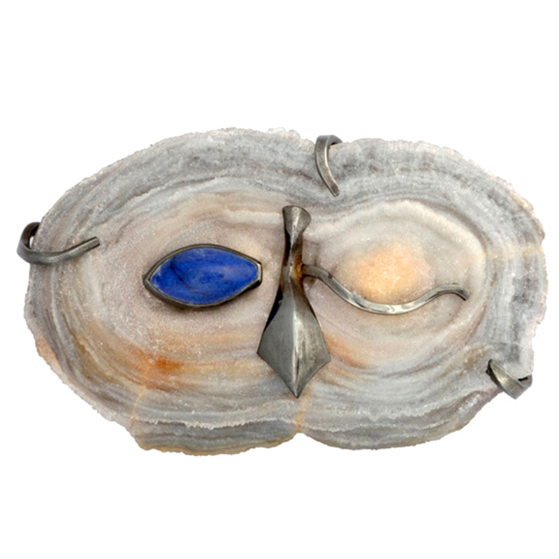 Andrew Grima Silver and Agate Owl Brooch