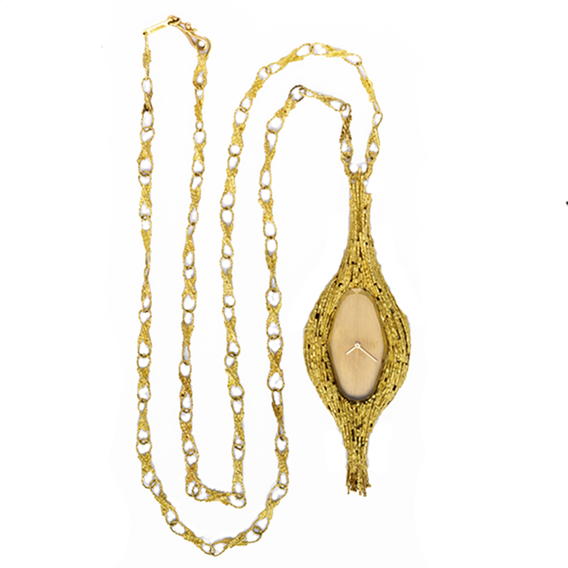Grima 18k Gold and Citrine Pendant Watch with Chain