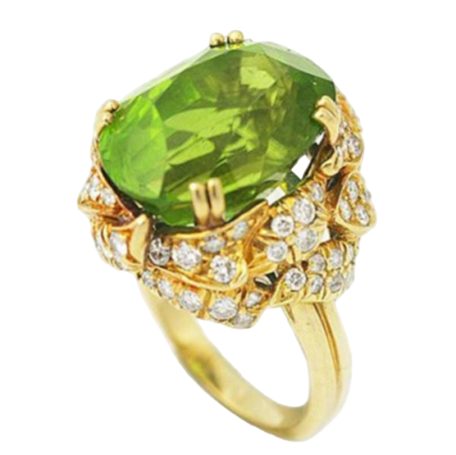 Vintage Peridot and Diamond Ring by Julius Cohen