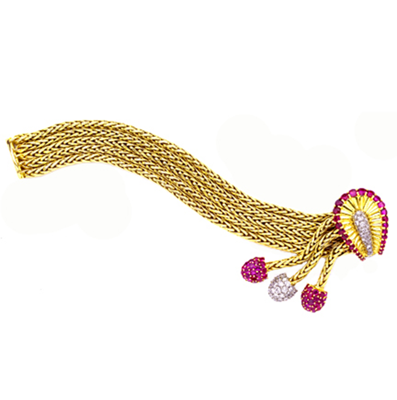 Kutchinsky Vintage Bracelet 18K Gold with Diamonds and Rubies