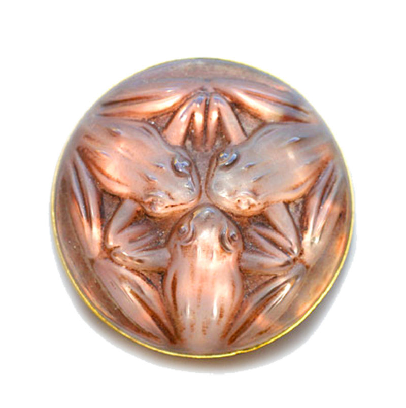 Lalique Glass Frogs Brooch c 1920's