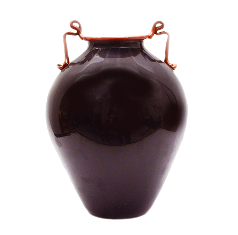Martinuzzi Black Vase with Red Handles