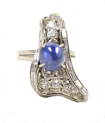 Mauboussin, Paris Vintage Sapphire, Diamond and Platinum Ring