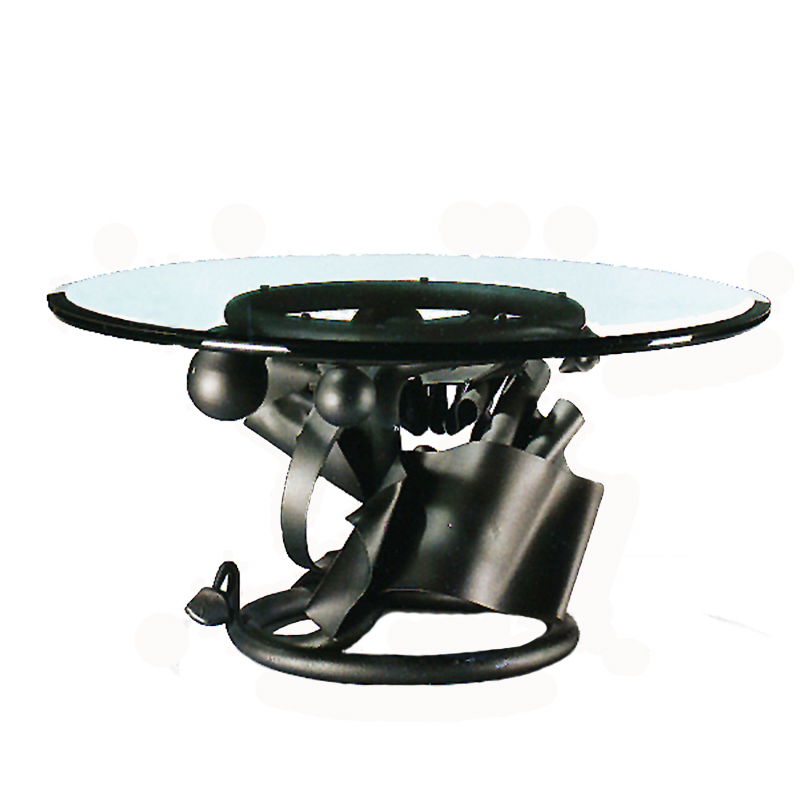 Albert Paley Round Steel and Glass Coffee Table