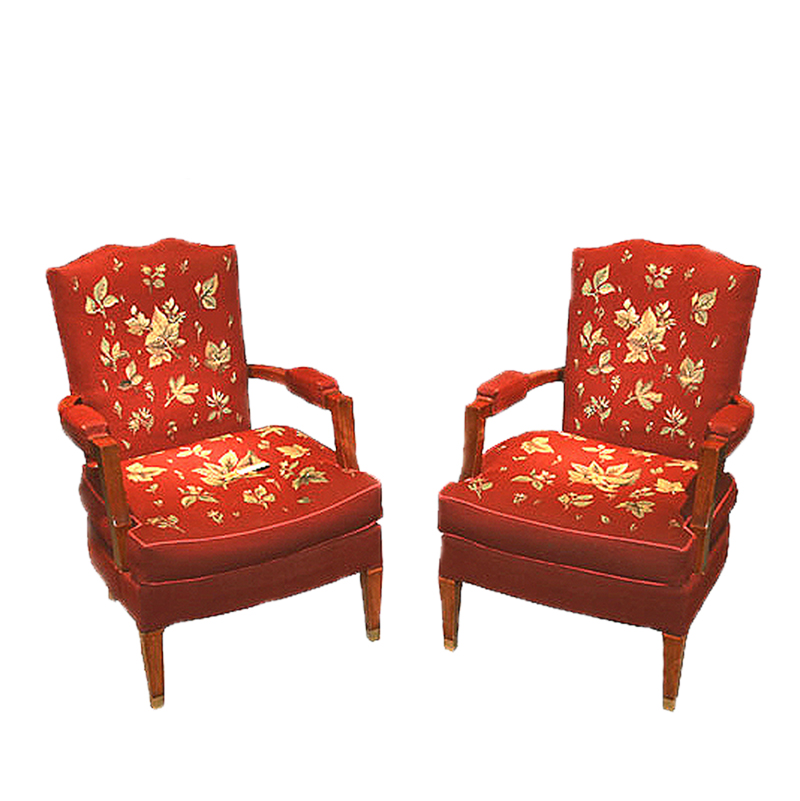 Pair of French Tapestry Chairs by Pascaud