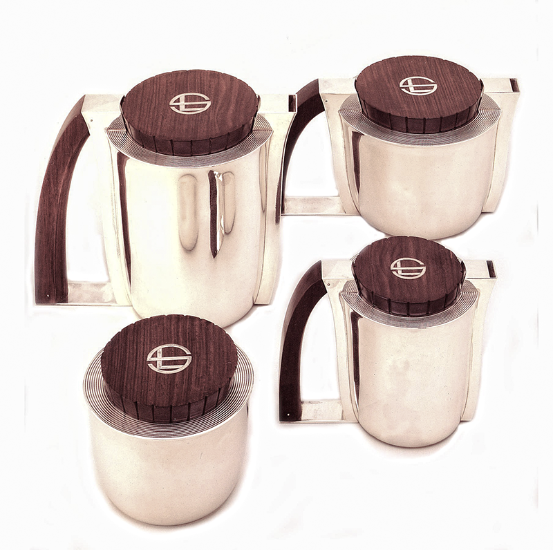 Jean Puiforcat Art Deco Silver and Macassar Ebony Coffee Service