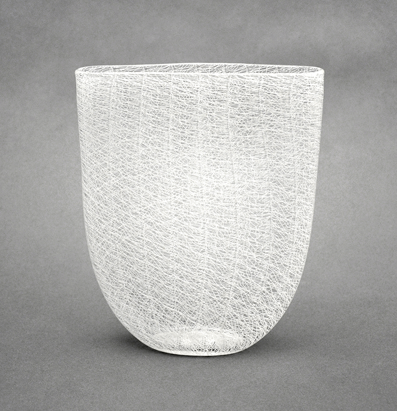 Seguso White Merletto Murano Glass Vase