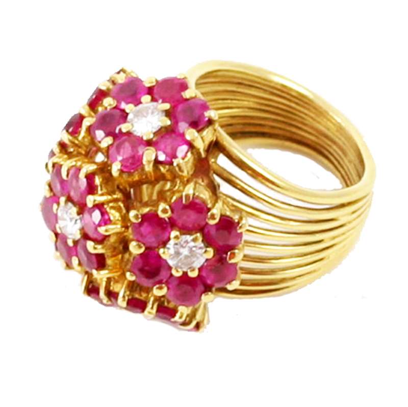 Tiffany and Co. Vintage Ruby Flower Ring