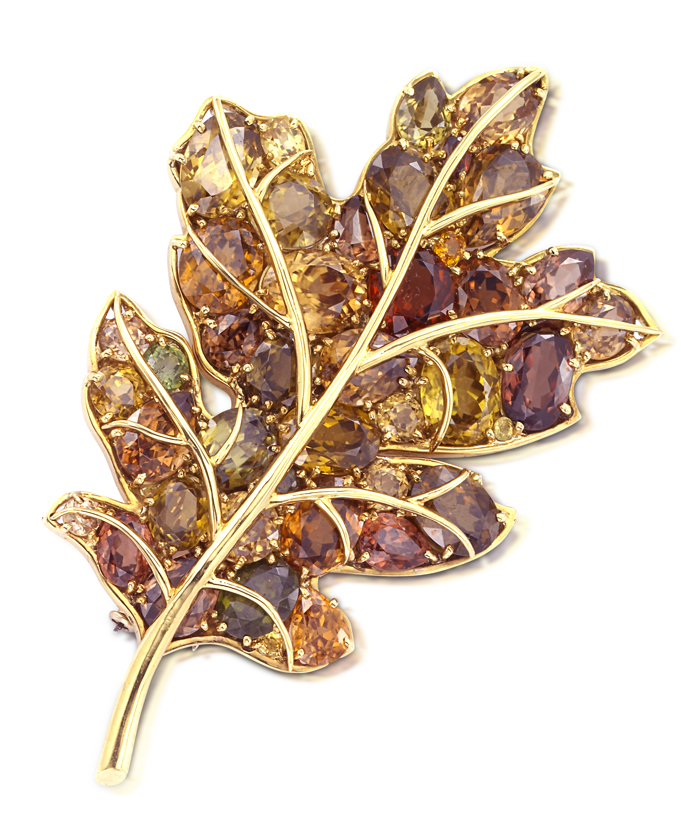 Verdura Gold and Beryl Autumn Leaf Brooch