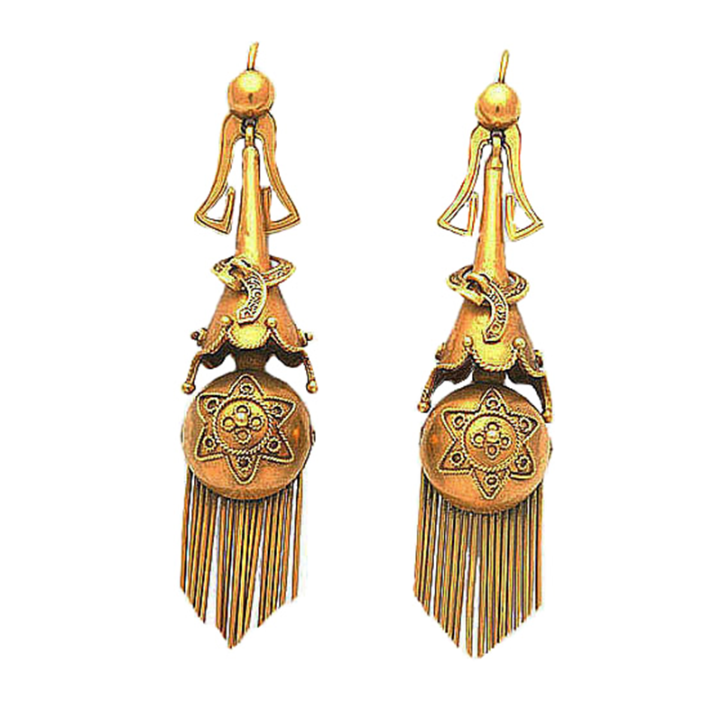 Victorian 18k Gold Fringe Earrings