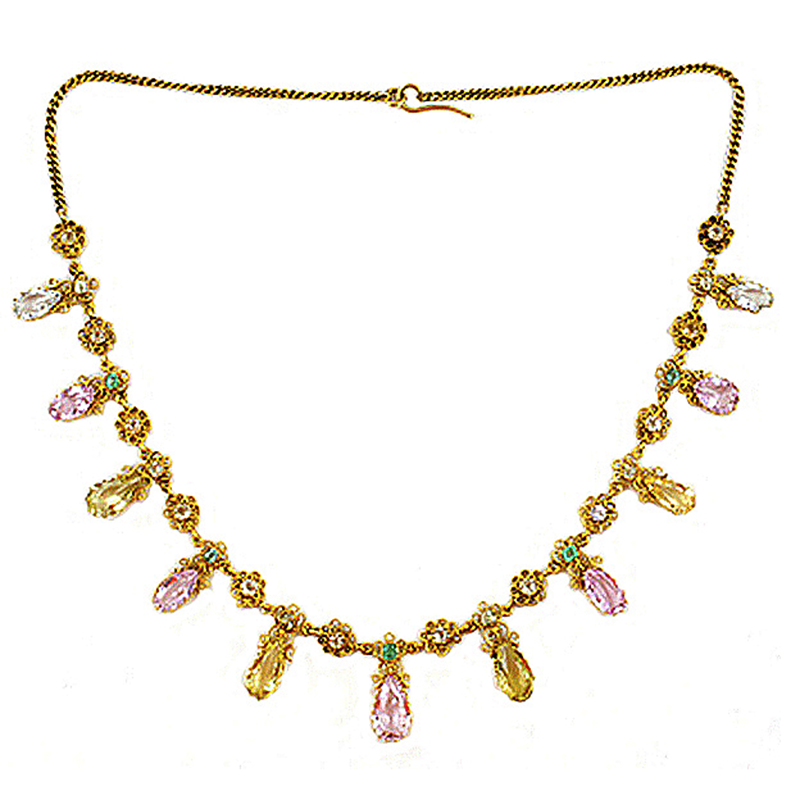 Antique Victorian Multi-Stone Fringe Necklace