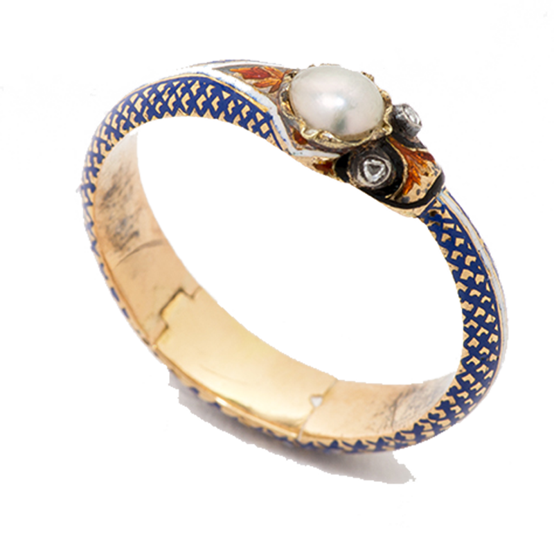 Rare Victorian Enameled Serpent Ring
