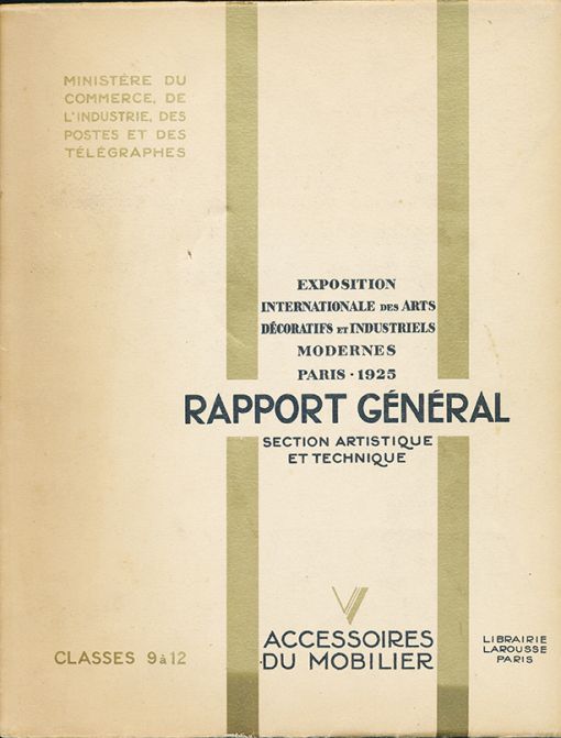 Rapport Général Volume V Section  Accessories du Mobilier   Art Deco