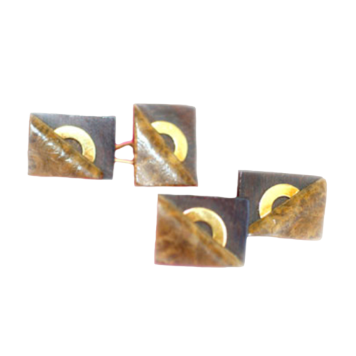 Cufflinks in Wood and 18k Gold