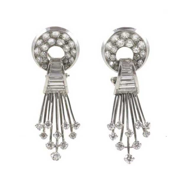 Melerio Dits Meller Retro Modernist Diamond Earrings