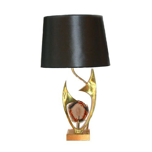 Willy Daro Agate and Bronze Table Lamp