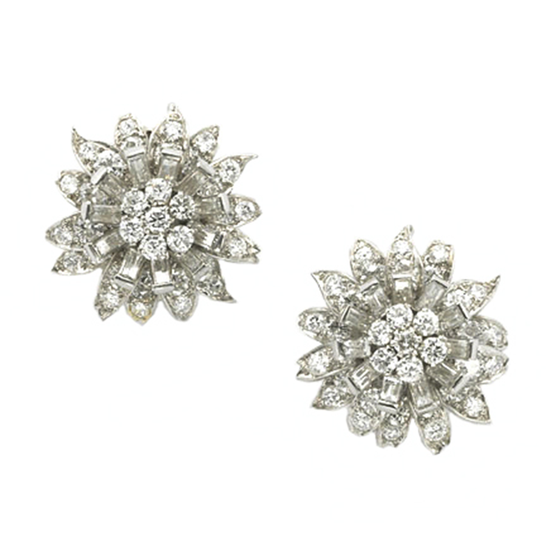 Boucheron, Paris Vintage Platinum and Diamond Earrings