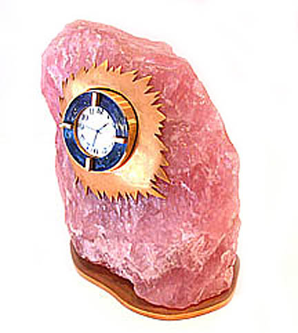 Unusual Rose Quartz and Lapis Lasuli Clock