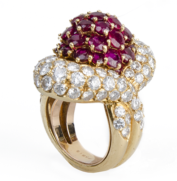 Fred, Paris, Vintage Diamond and Ruby Ring