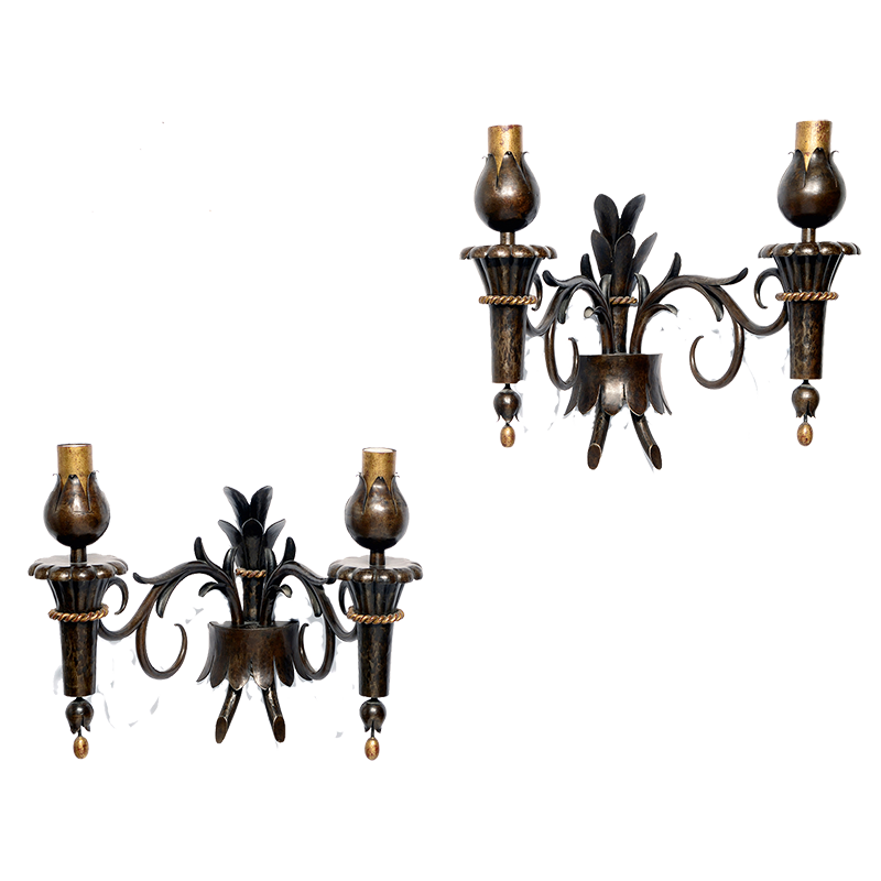 Gilbert Poillerat Wrought Iron Sconces