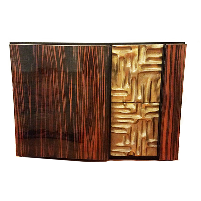 Macassar Ebony and Bronze Cabinet by Luciano Frigerio