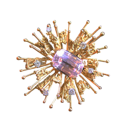 Alan Gard Gold and Tourmaline Brooch