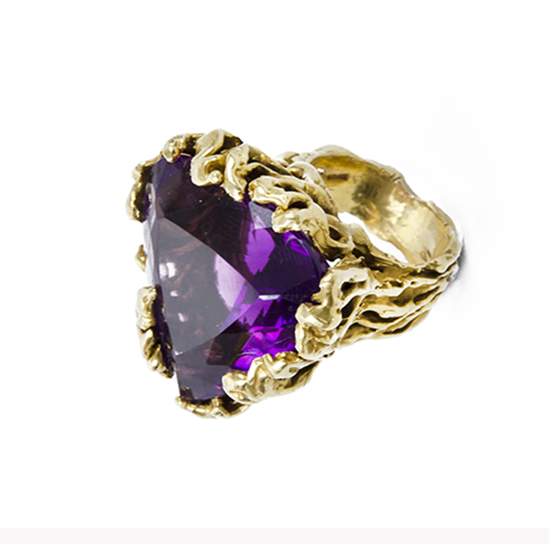 E. Pearl Gold and Amethyst Ring