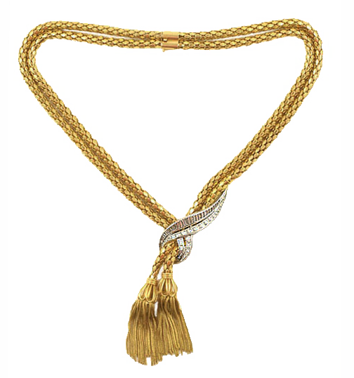 Elegant French Gold and Diamond Necklace