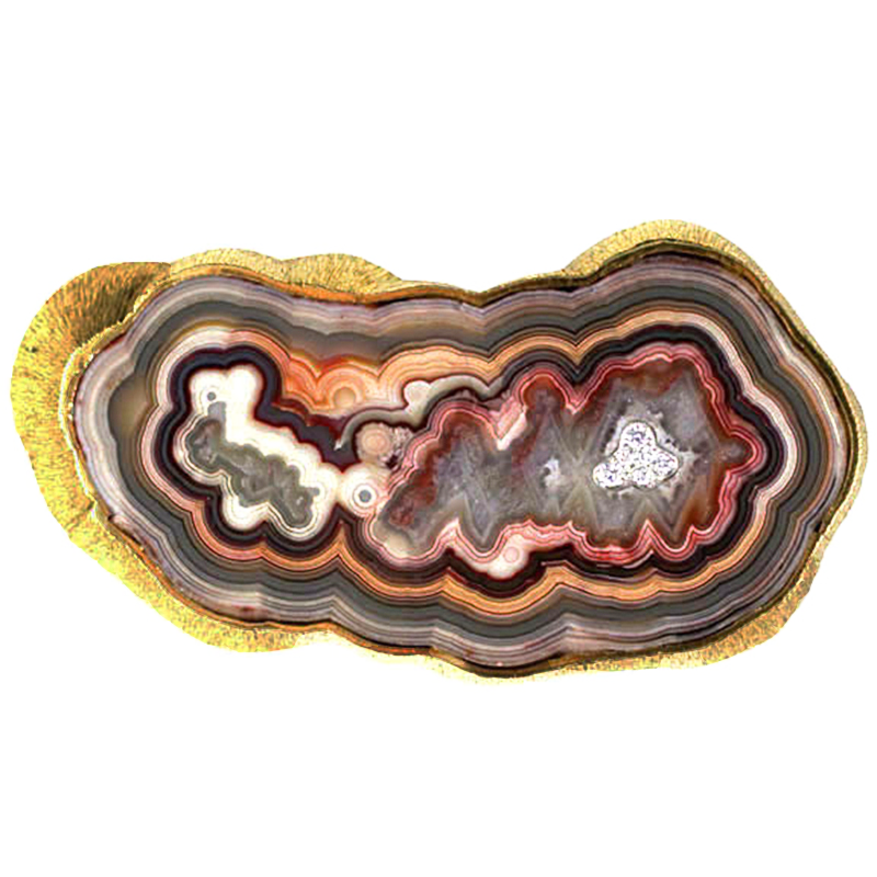 Andrew Grima Agate and 18k Gold Brooch