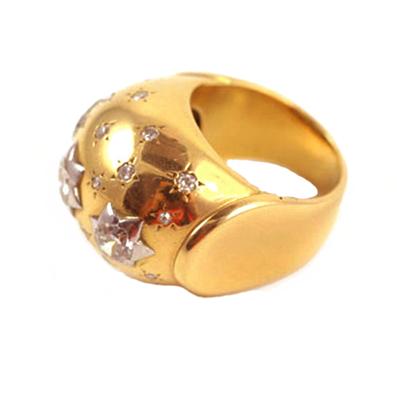 French 18k Gold and Diamond Ring