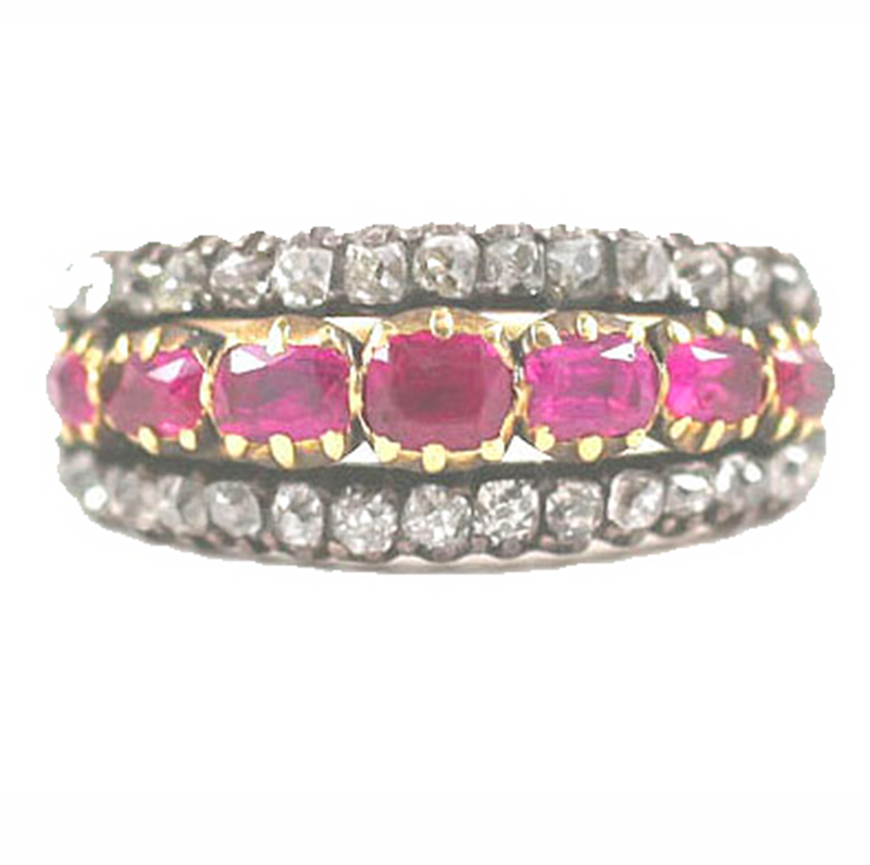 Ruby and Diamond English Georgian Ring