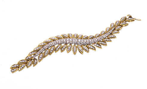 E. Pearl 18k Gold, Platinum and Diamond Bracelet.