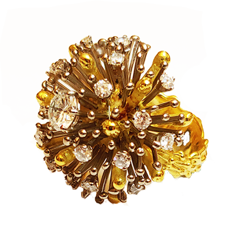 David Thomas Starburst Ring in 18k Gold and Diamonds