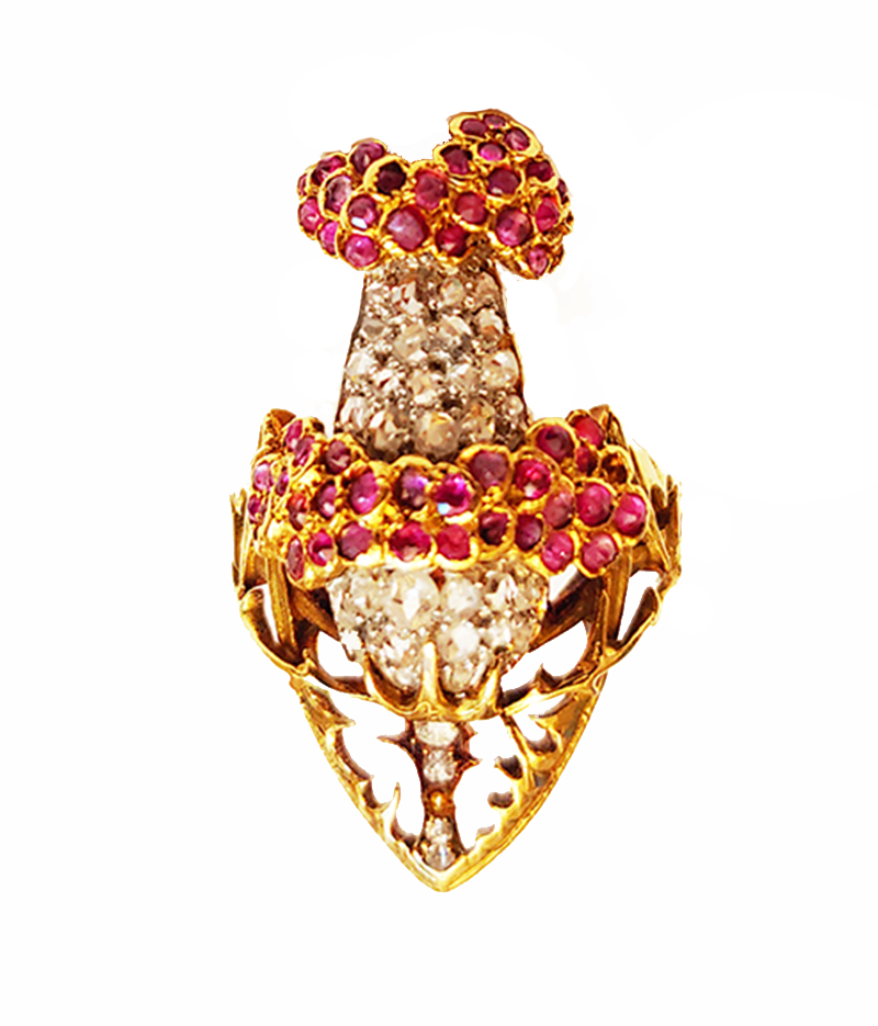 Art Nouveau Ring by Gaillard, 18k Gold, Ruby and Diamonds