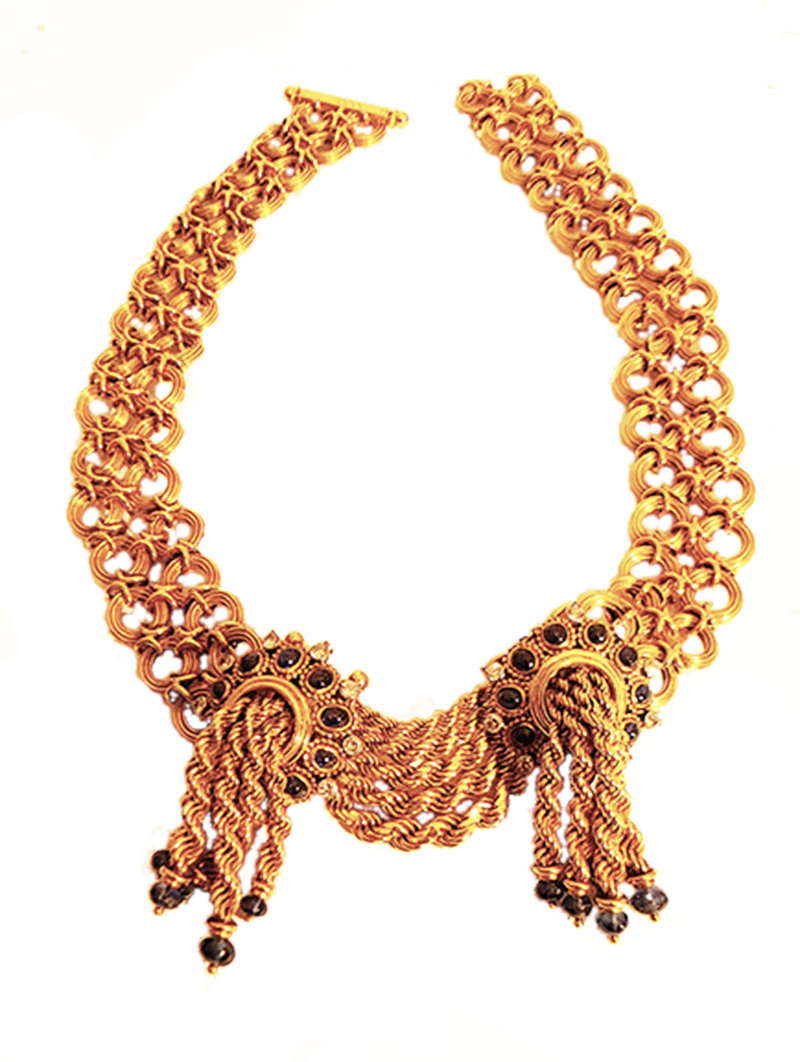 Marchak, Paris Necklace Suite in 18k Gold, Sapphire and Diamond
