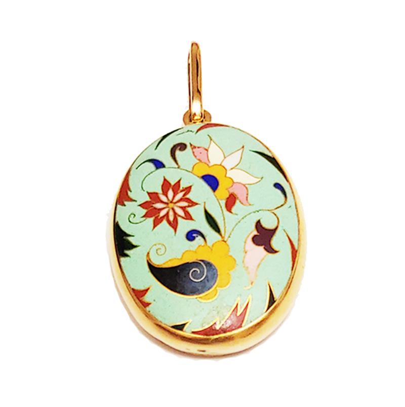 Victorian Enamel on Gold Pendant Locket