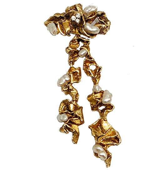 Gilbert Albert Gold, Diamond and Pearl Bow Brooch