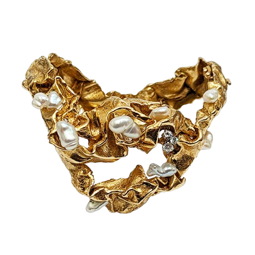 Gilbert Albert Bracelet 18k Gold, Pearl and Diamonds