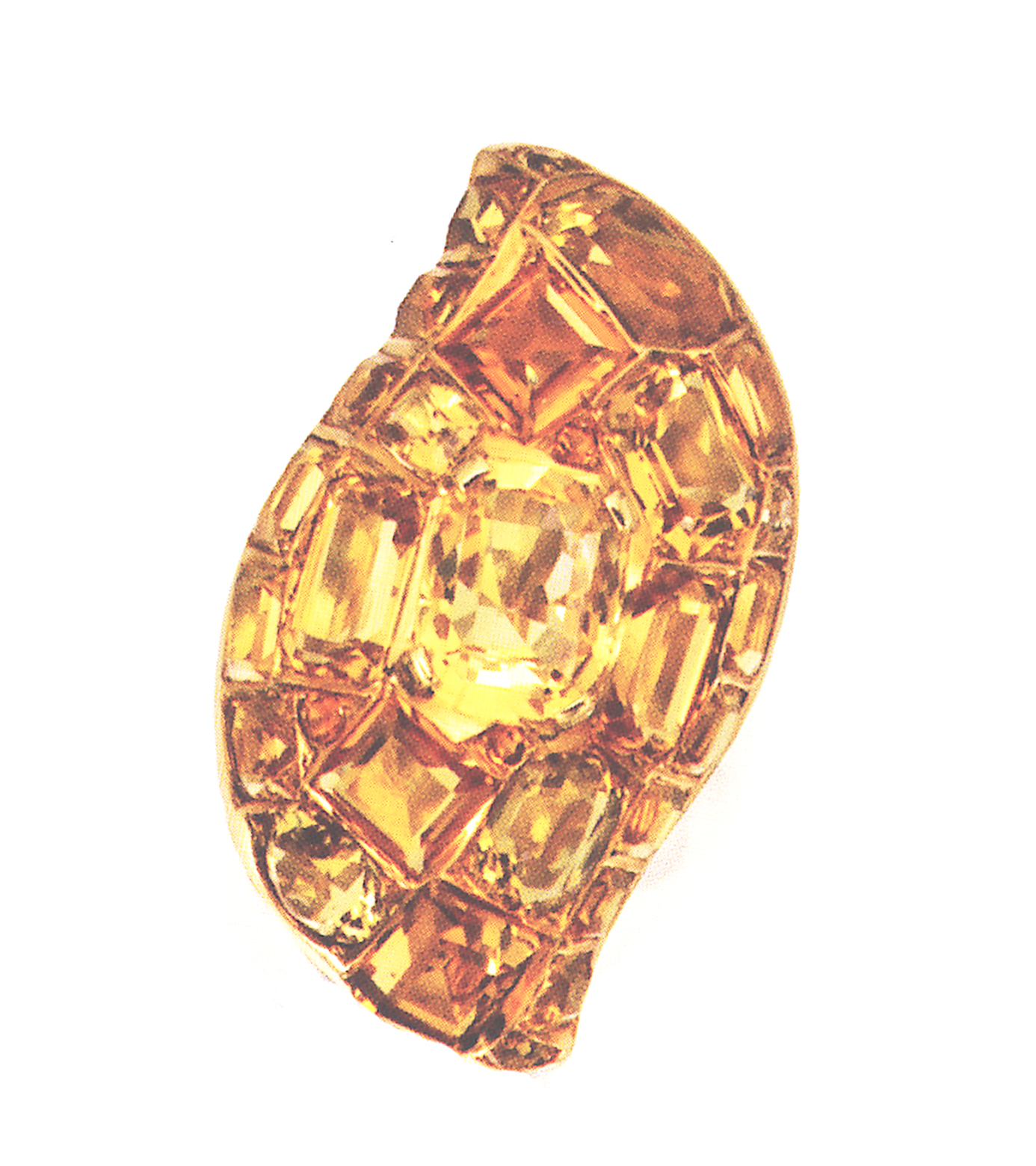 Suzanne Belperron Yellow Sapphire, Citrine and 18k Vintage Gold brooch